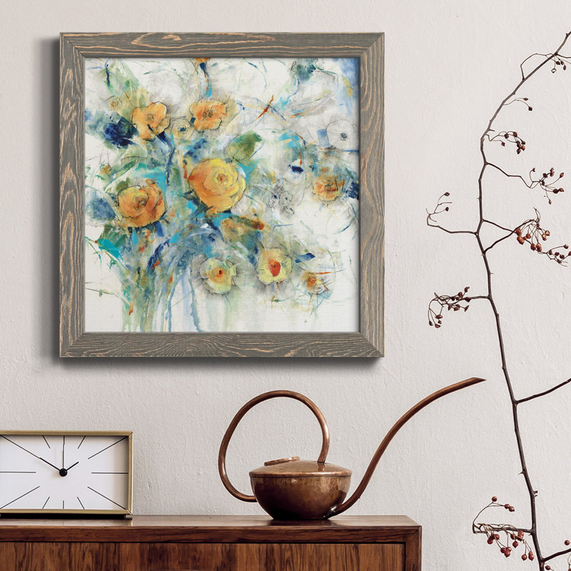 " Flower Study I ", 35.5" H x 35.5" W x 1.5" D, Gray Framed