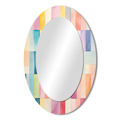 Midcentury pastel color cubes I - Large Oval Wall Mirror On Metal