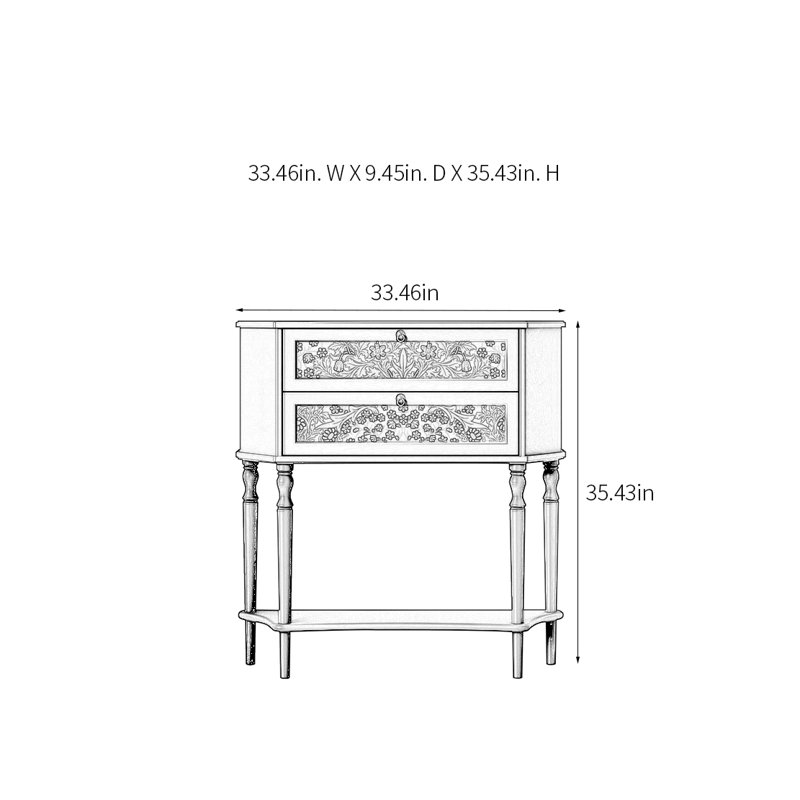 Console rétro en bois massif minimaliste