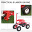 Chariot de jardin Outsunny, scooter roulant avec siège pivotant et réglable, plateau à outils, panier-seau, rouge et noir
