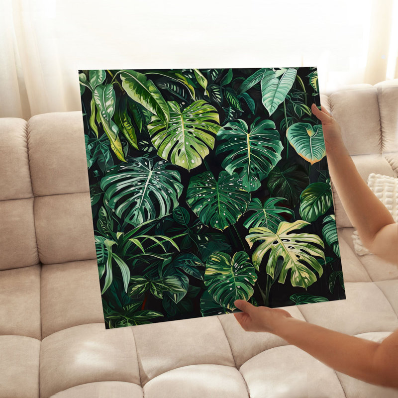 «Botanical Monstera Leaves», motif d'art tropical sans cadre, H 16 po x l 16 po