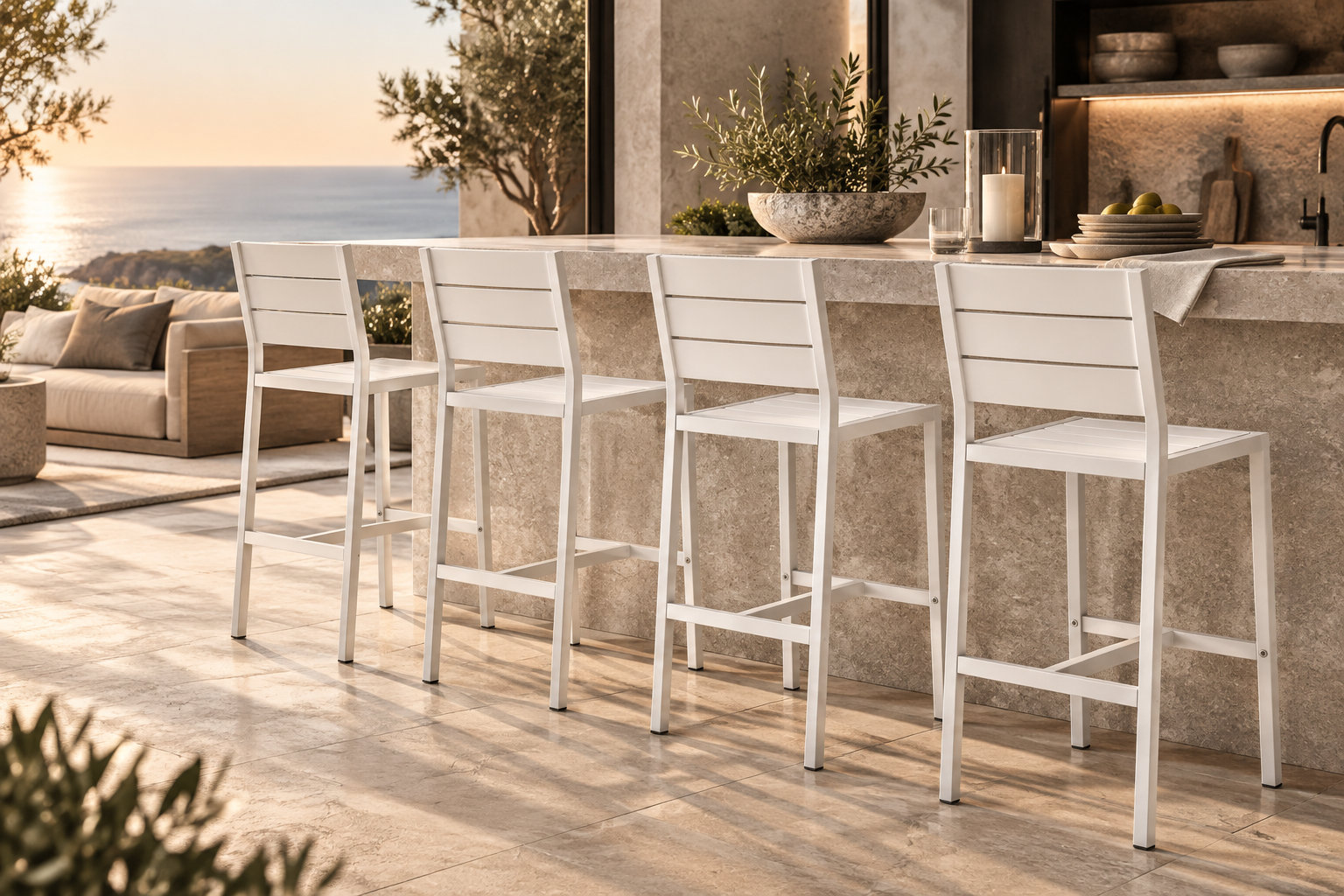 Betty Patio Bar Stool, White