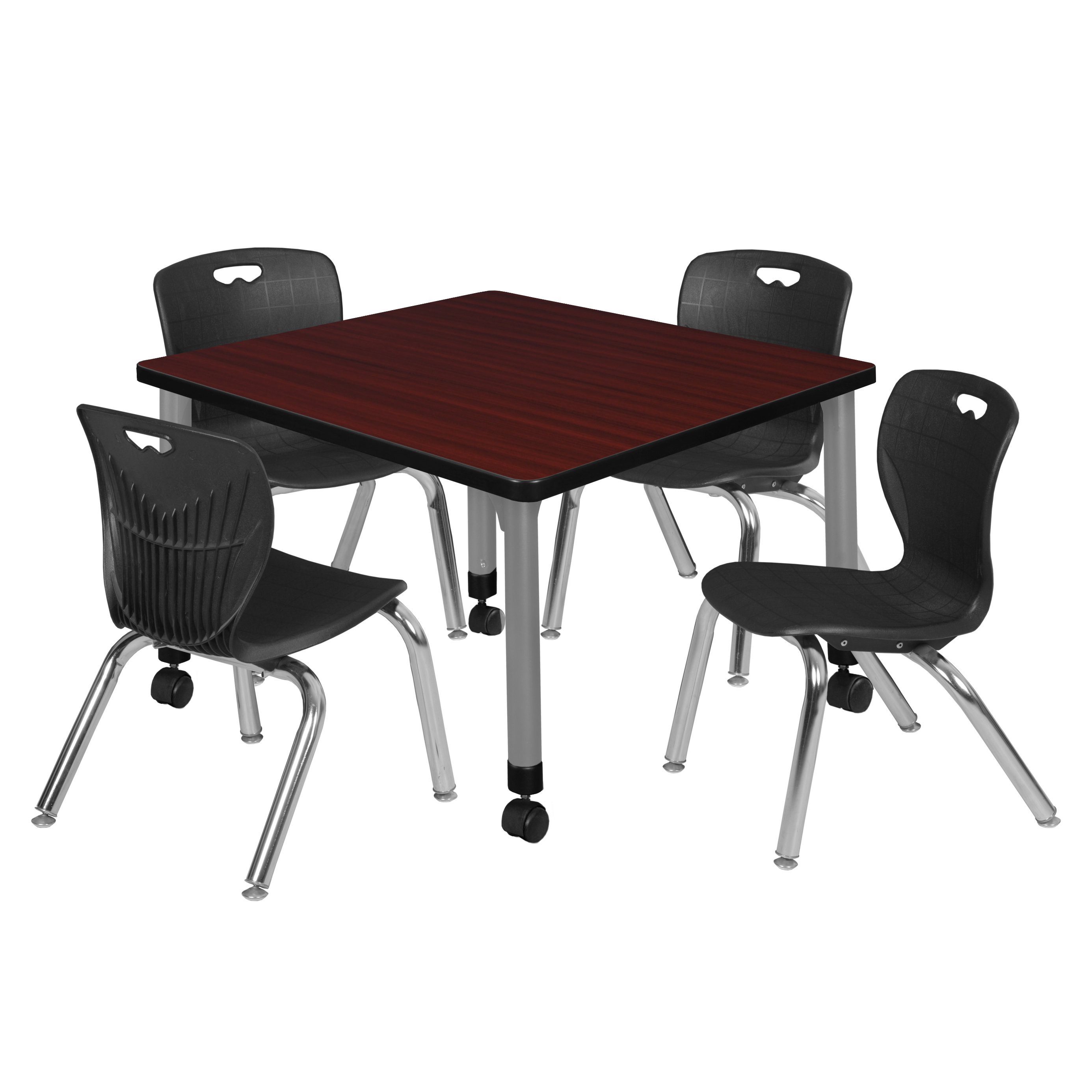 Regency Cain Square Breakroom Table with 4 Stackable Restaurant Chairs 