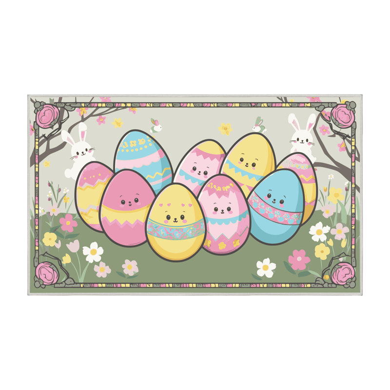 The Holiday Aisle® Easter Spring Holiday Rug, Rectangle 4' x 6'