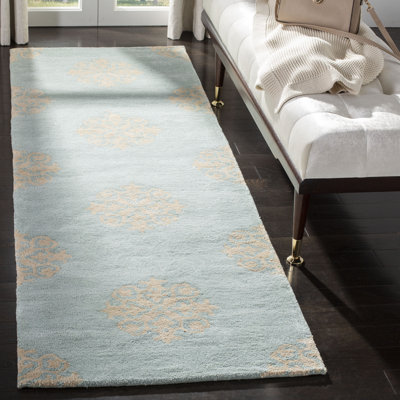 Steve Hand Tufted Wool/Viscose Geometric Rug in Turquoise/Yellow