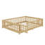 Lit double pleine grandeur avec clôture et porte, lit en bois d'hévéa avec garde-corps de sécurité / près du sol-49967484