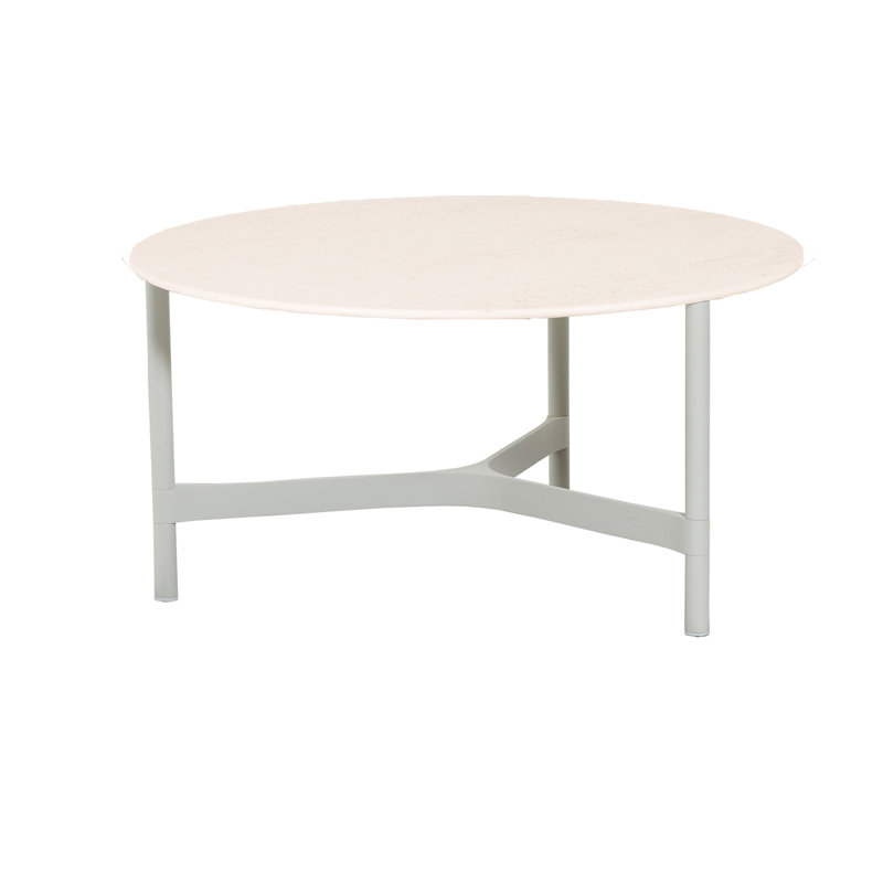 Twist Outdoor Round Teak Coffee Table, Lava Gray/Black, 17.79" H x 35.5" W x 35.5" D