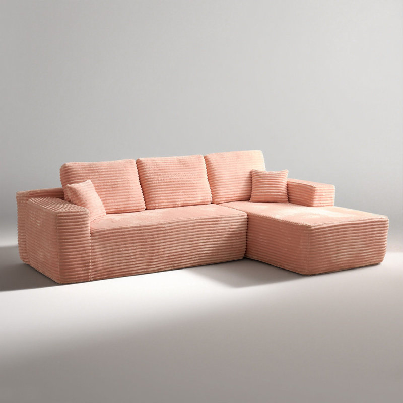 Bonless 104" Cloud Sectional Couch With L-shape Chaise, No Assembly Required, Modern Modular Sofa With Deep Seat, Upholstered Couches For Living Room Bedroom, Plush Corduroy Fabric