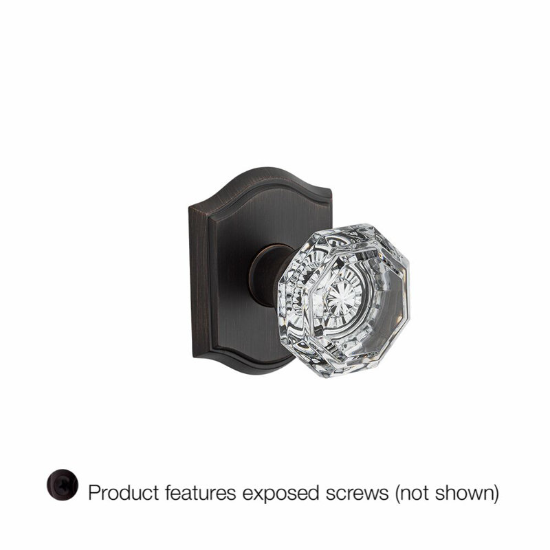 Crystal Single Dummy Door Knob with Traditional Arch Rose, Venetian Bronze