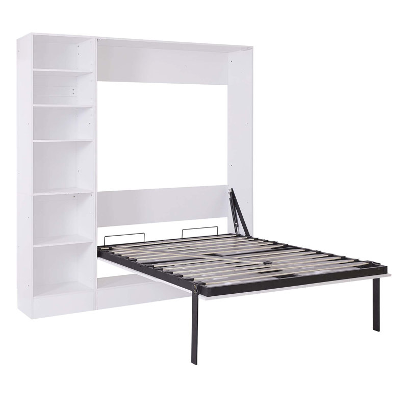 Lit escamotable double avec canapé et tablettes