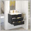 24inch Wall Mounted Floating Cabinet w/Double Drawer, Floating Rectangular Vanity Small Bathroom Sink With Single Faucet Hole and Overflow, Modern Bathroom Cabinet with Ceramic Basin Sink-1581274327