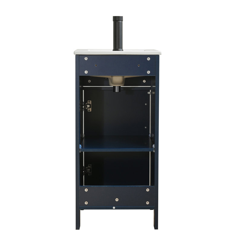 Meuble-lavabo simple avec comptoir en céramique intégré