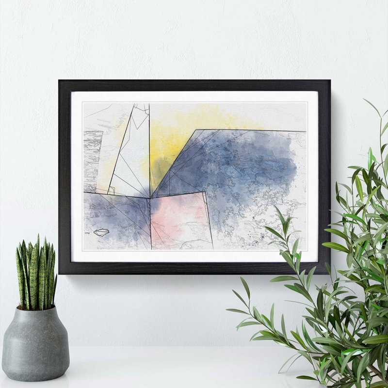 Geometric Angles in Abstract - Framed Print, 48cm H x 65cm W x 2cm D, Black Framed