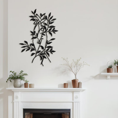 Elegant Monochrome Olive Branch Modern Abstract Wall Accent Sculpture Hanging Decoration Metal Wall Decor
