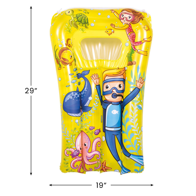 29" Yellow Underwater Sea World Inflatable Kick Board, Yellow