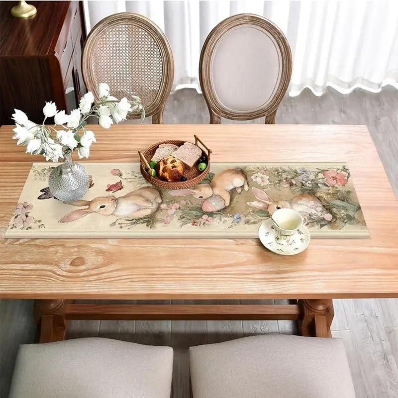 Chemin de table Retro Bunny & Flower