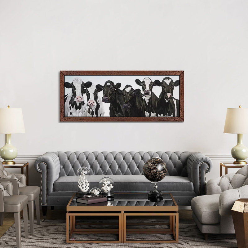 Herd Of Cows by Clara Bastian - Floater Frame Panoramic Print on Canvas, 121.92 cm H x 40.64 cm W, Brown