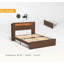 Base de lit en bois avec plateforme de bibliothèque et 2 tiroirs de rangement, tête de lit avec rangement à DEL, sans bruit, aucun sommier requis et assemblage facile-672553706