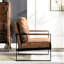 Chaise de chambre à coucher brune, cadre Mid-Century moderne, structure en métal avec microfibre tachetée pour le bureau-1784521290