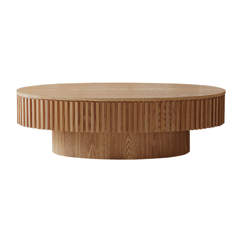Table basse ovale avec rangement 47 po, Bois naturel