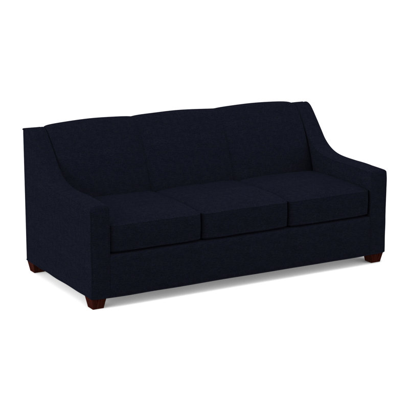 Phillips Square Arm Sofa with Reversible Cushions, Saylor Navy, Empire Mahogany, 34.5" H x 76" W x 36" D
