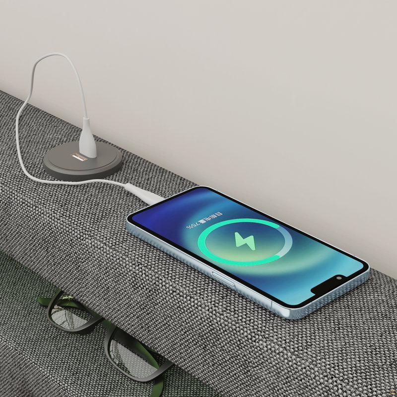 Cadre de lit simple avec station de charge USB et lumières DEL