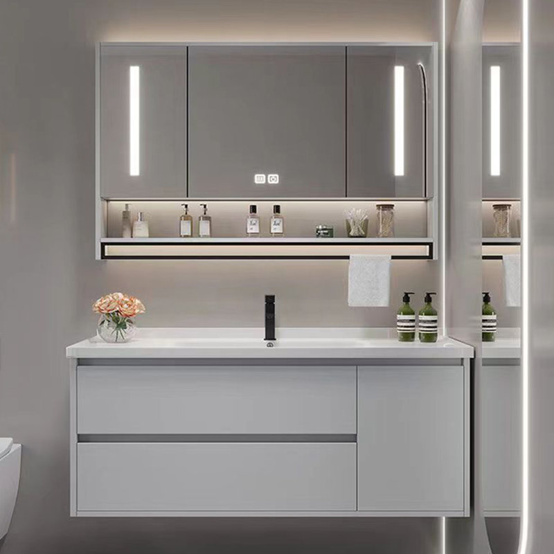 Stylish minimalist style bathroom cabinet, Light Gray
