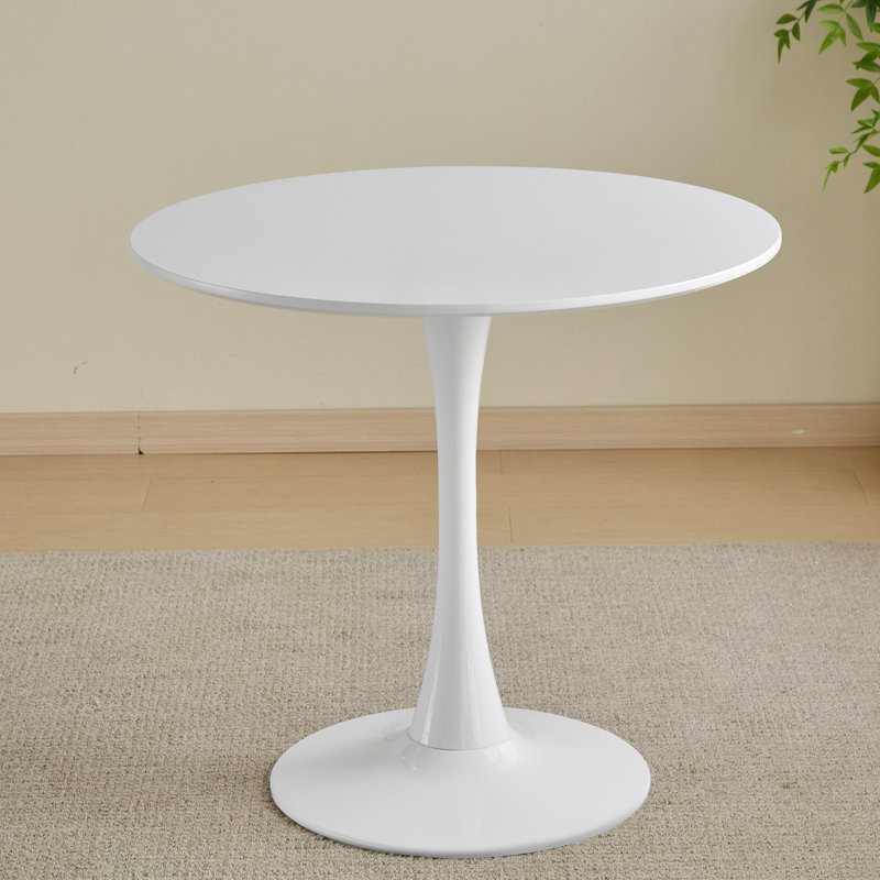 Table de salle à manger Bjarnheiur, H 29,15 po x l 23,65 po x P 23,65 po, Blanc, Blanc
