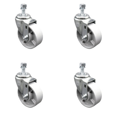 Semi Steel Swivel TS Caster w/RB Set of 4 w/4" Wheels & 3/8" Stem-4 Swivel