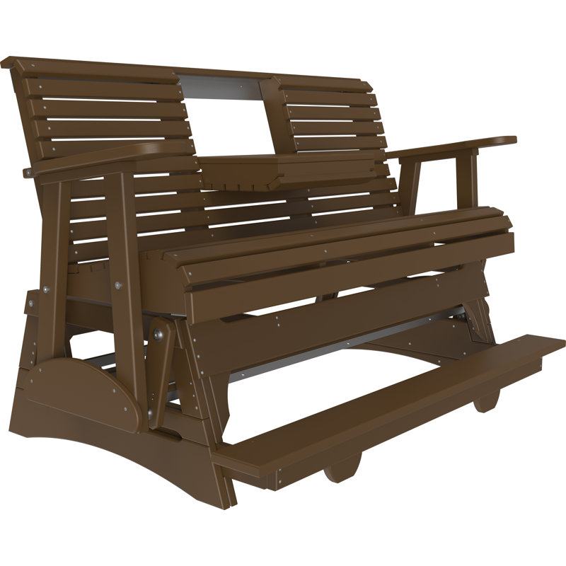 Banc d'extérieur coulissant en polywood, Brun foncé / brun
