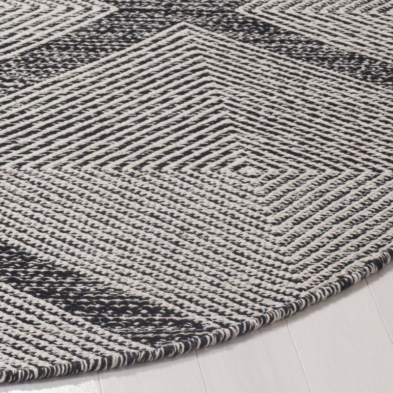 Abberton Hand Woven Cotton Geometric Rug, Round 6'
