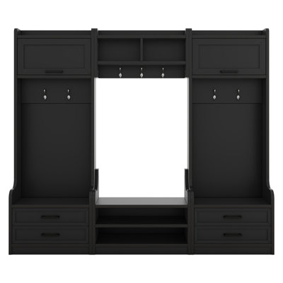 4-In-1 Detachable Hall Tree With Storage And 7 Hooks, Multiple Functions Hallway Coat Rack With Storage Drawers And Cabinet, Shoe Bench For Entryway by One Allium Way