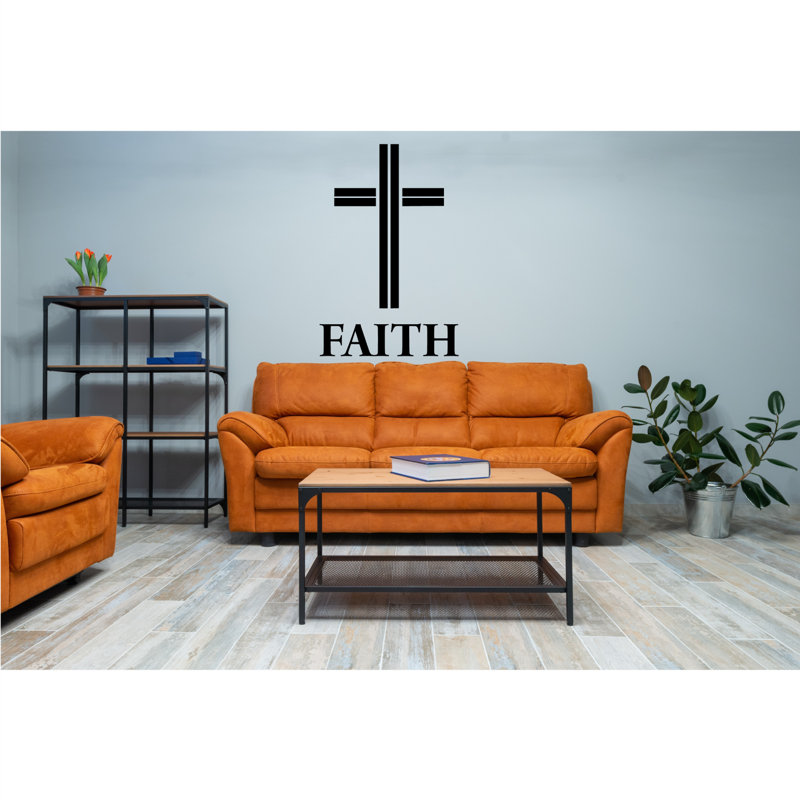 Autocollant en vinyle Faith Cross Christian, H 11 po x l 7 po x P 4 po, Noir, noir, noir, noir