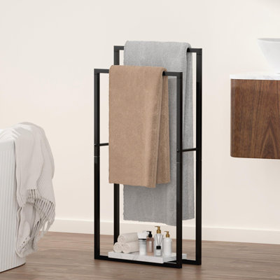 Porte-serviettes sur pied pour salle de bain, porte-couvertures pour plancher de salle de bain (noir)