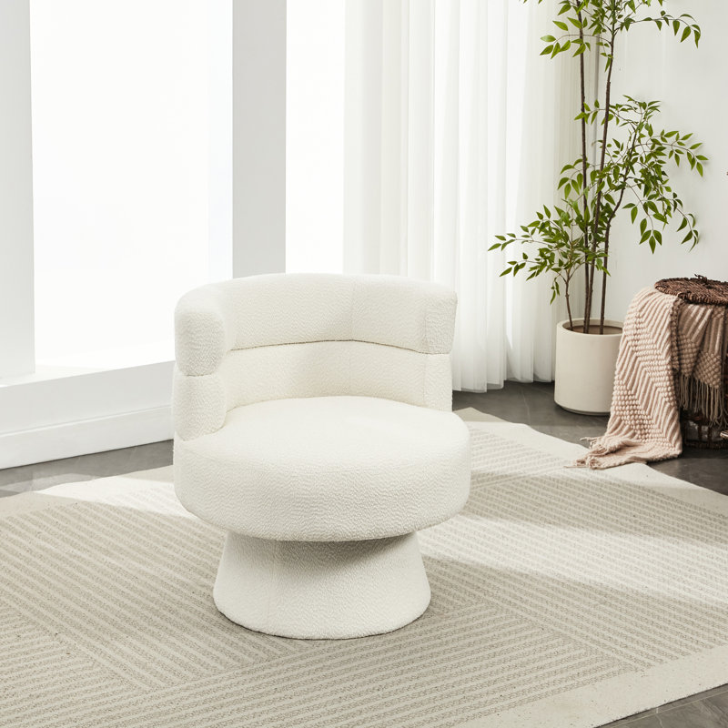 Fauteuil d'appoint 360 pivotant en blanc crème, structure et conception ergonomique confortable pour une utilisation polyvalente, parfait pour le salon