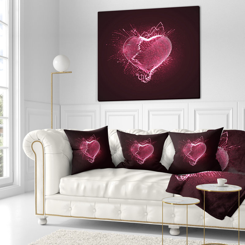 Happy Valentines Day - Coussin imprimé abstrait, 16 po x 1 po, Jeté