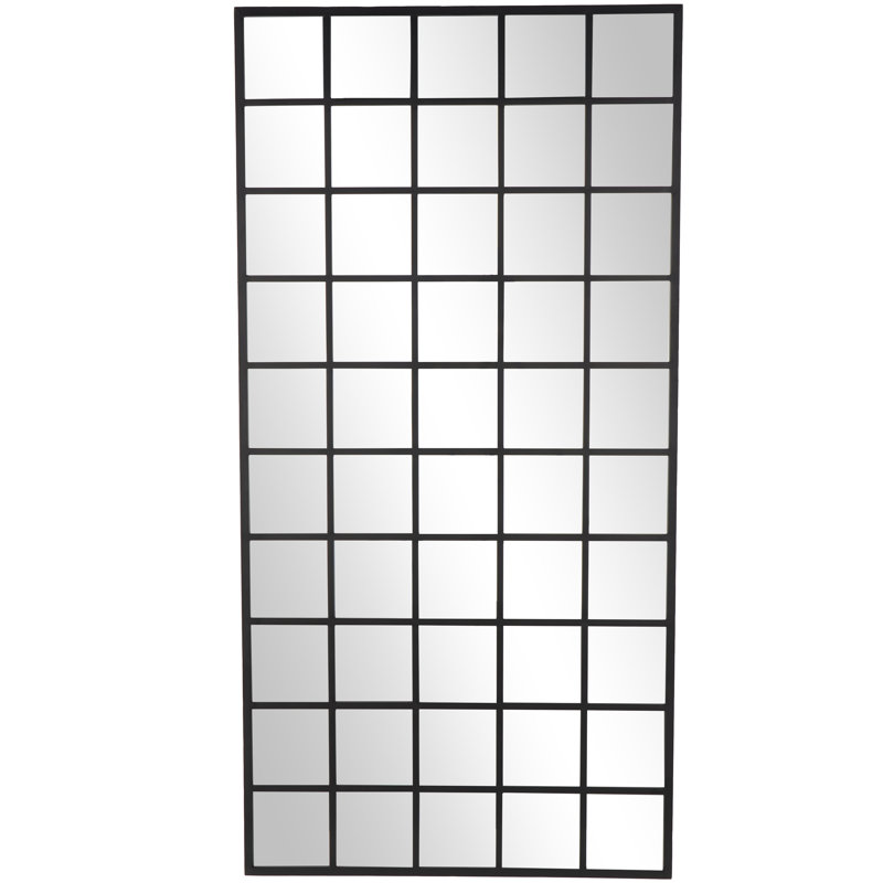 Metal Window Pane Inspired Room Black Floor Mirror