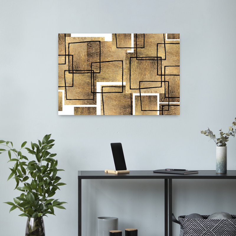 Art contemporain abstrait connecté, H 16 po x l 24 po