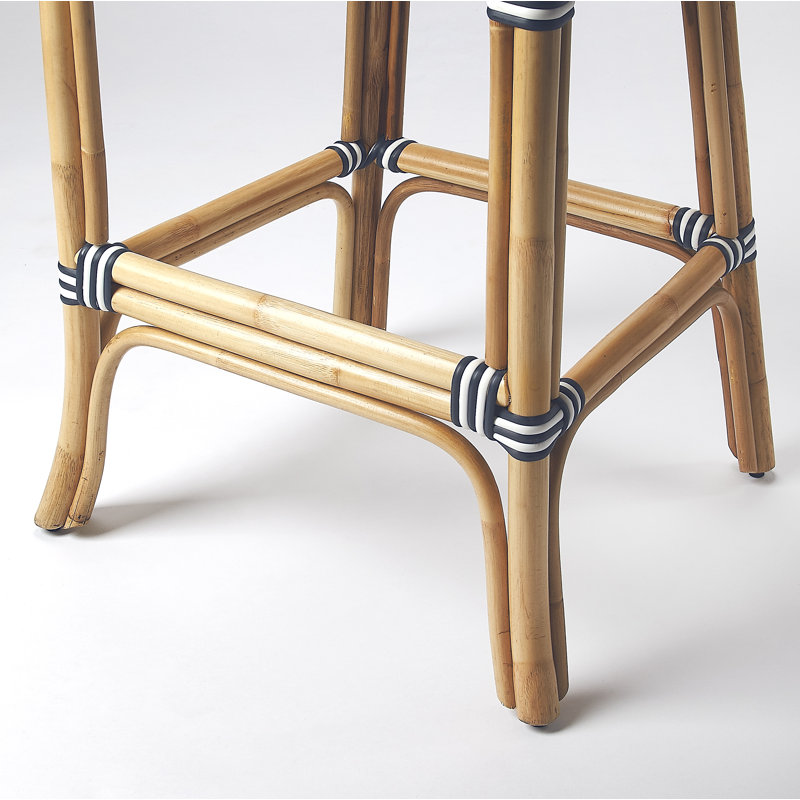 28" Bar Stool, Blue/White