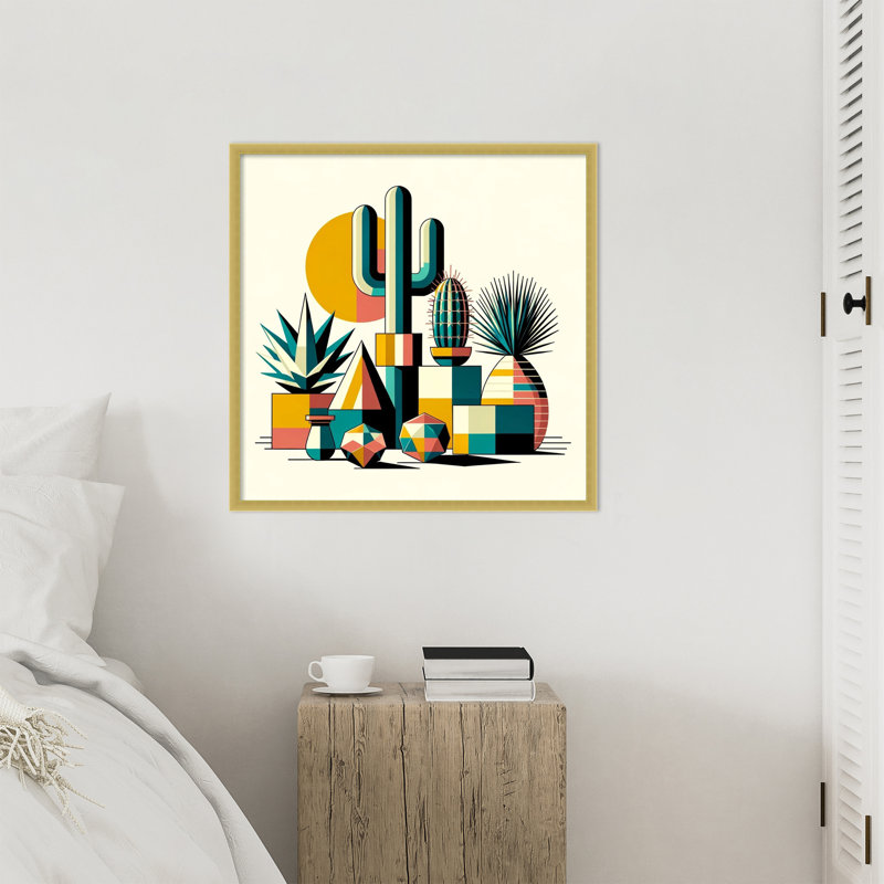 Reproduction d'art encadrée «Succulents in Cubist Vases» par Crawfordsville Wood, H 25 po x l 25 po
