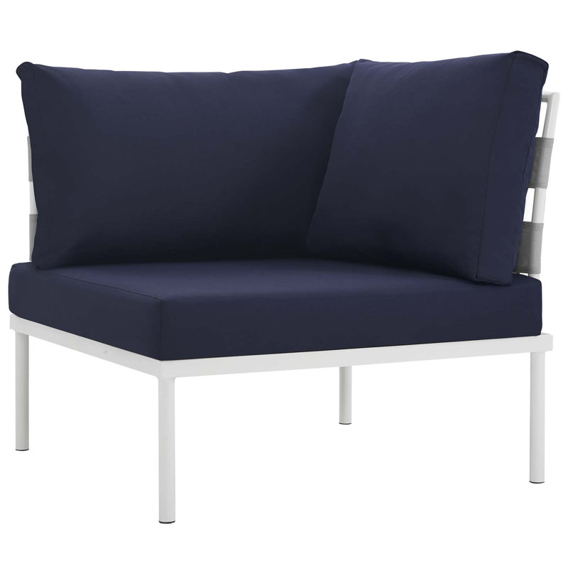 Harmony 5-Piece White Navy Aluminum Outdoor Sectional Sofa Set