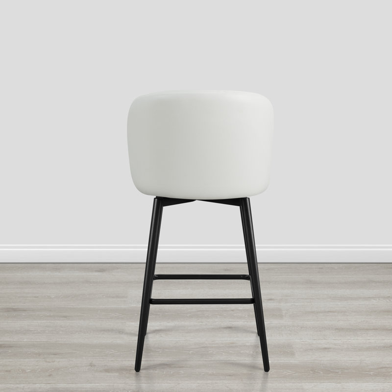 Benedit Swivel Counter & Bar Stool, Counter Stool (27" Seat Height), White Pebbled Faux Leather