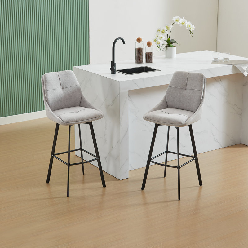 Avianah Swivel Upholstered Counter Stool with Metal Frame, Gray