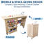 Table de couture pliante avec design compact, roues et tablettes de rangement, plateau de rangement pour la chambre à coucher-124977444-124977443