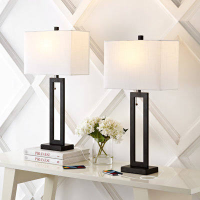 Arthuree Table Lamp Set 28.5" Brass Gold Table Lamp Set with USB