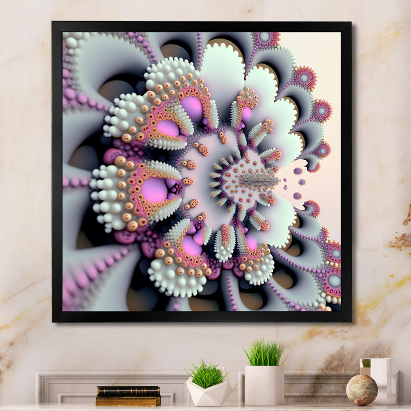 Pastel fractale simplicité IV - impression, Impression noire sur toile encadrée, H 16 po x l 16 po x P 1 po