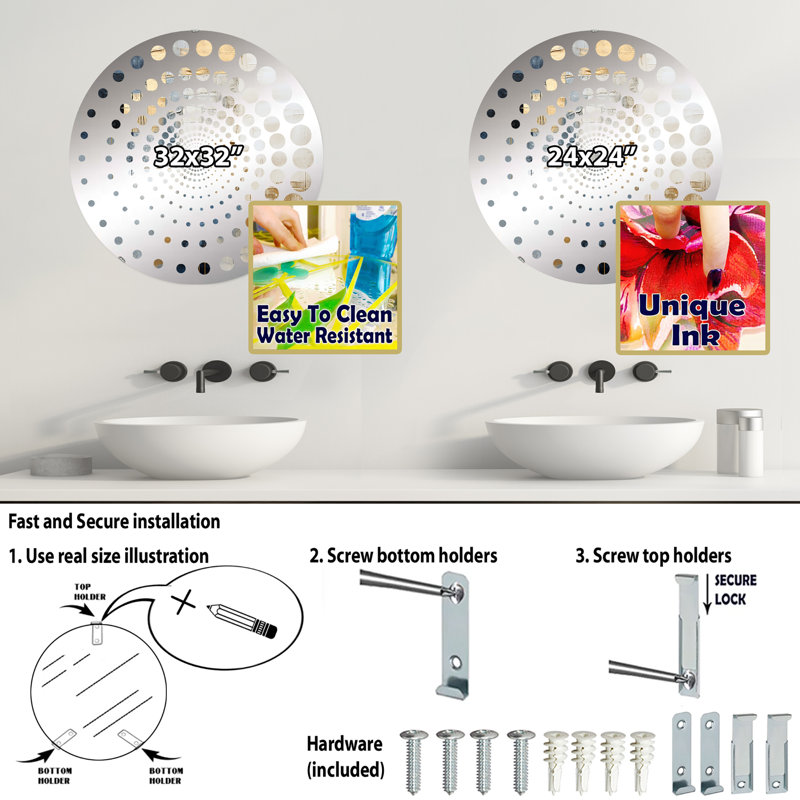 Miroir mural Emelina, 31,4 po x 31,4 po