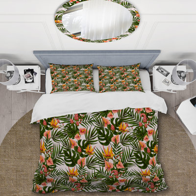Ensemble de housse de couette en microfibre vert / orange 3 pièces