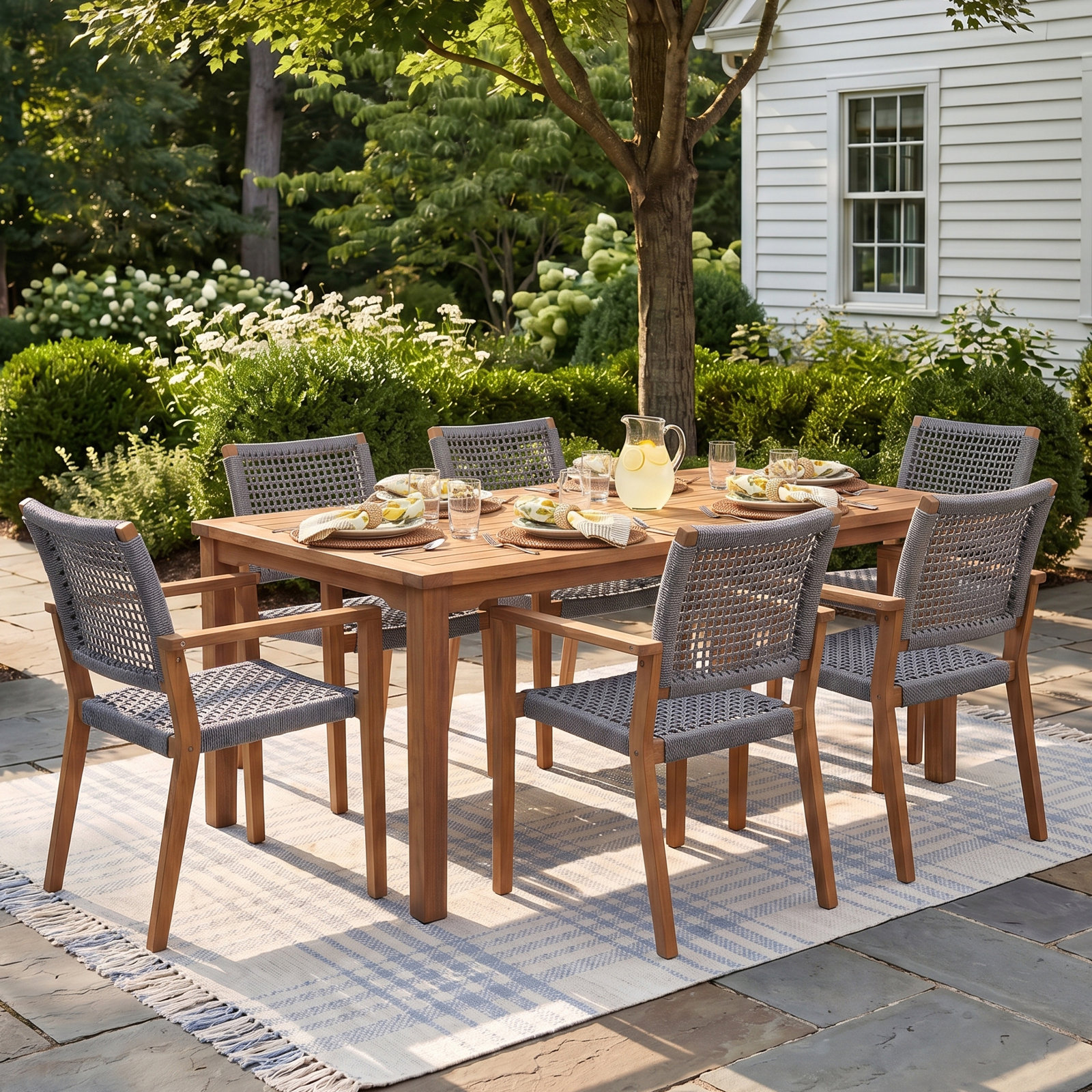 Fleur 76" Eucalyptus Patio Dining Set