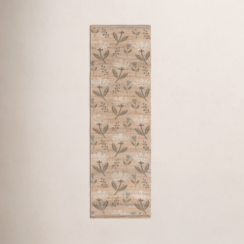 Saffron Hand Woven Jute/Sisal; Chenille; Cotton Floral Indoor Rug, 2'-3" X 8'-0" Runner